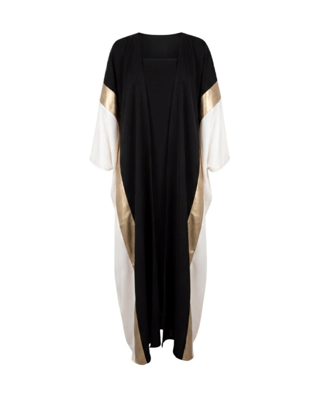 Color-Block Gold Accent Abaya Set - Abaya - Mizyana