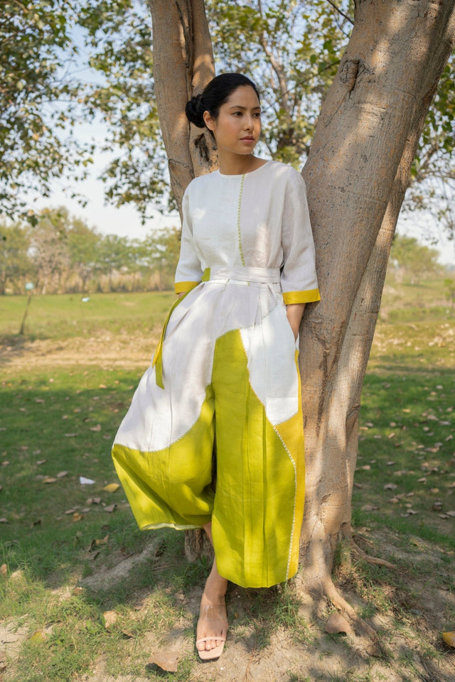 Color block Linen Jumpsuit - Jumpsuit - Mizyana