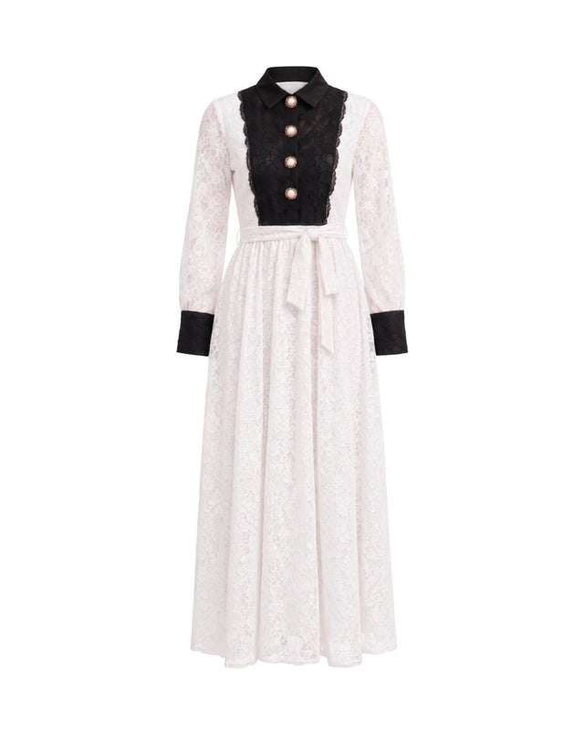 Contrast Maxi Bodice Lace Dress - Dress - Mizyana