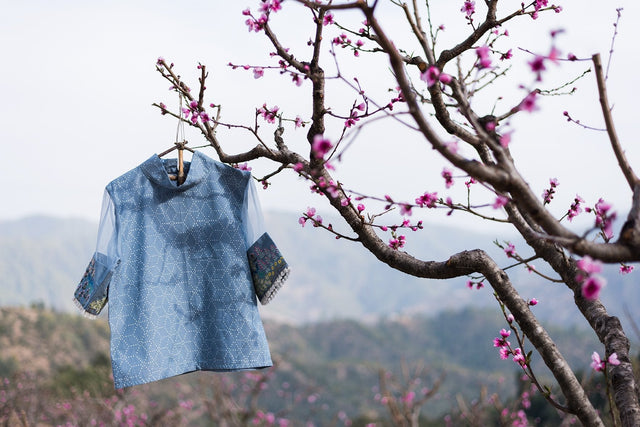 Denim Blue Lily Of Valley Top - Shirt - Mizyana