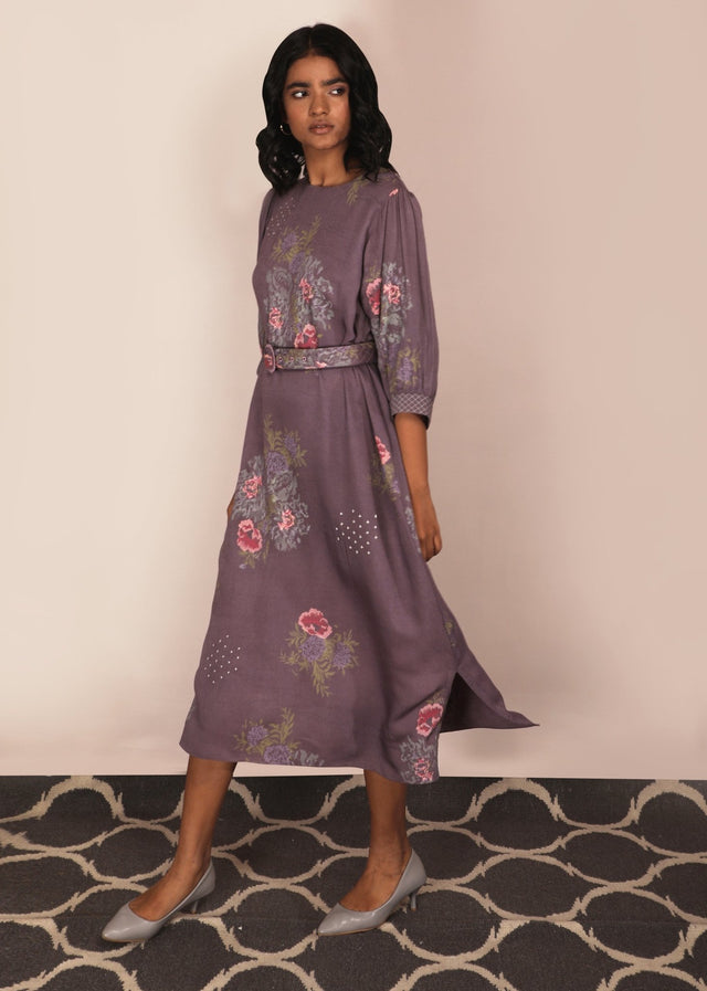 Dessert Roses Print Lavender Dress - Dress - Mizyana