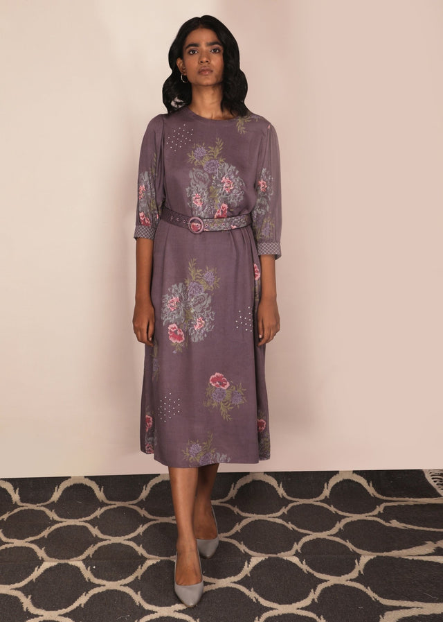 Dessert Roses Print Lavender Dress - Dress - Mizyana