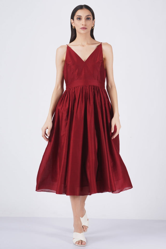 Discharge printed organza jacket with solid overlap dress - Dress - Mizyana