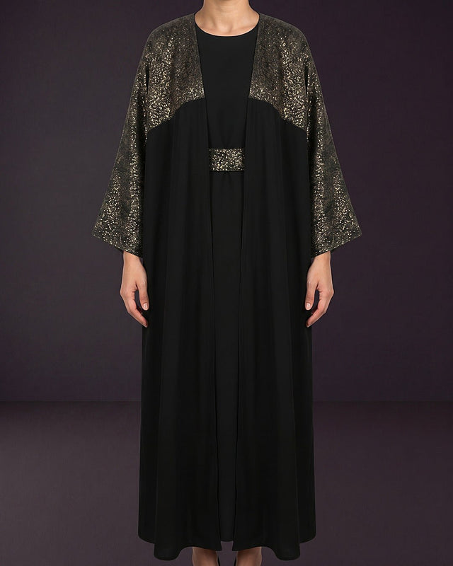 Dotted Brocade Abaya Set - Abaya - Mizyana