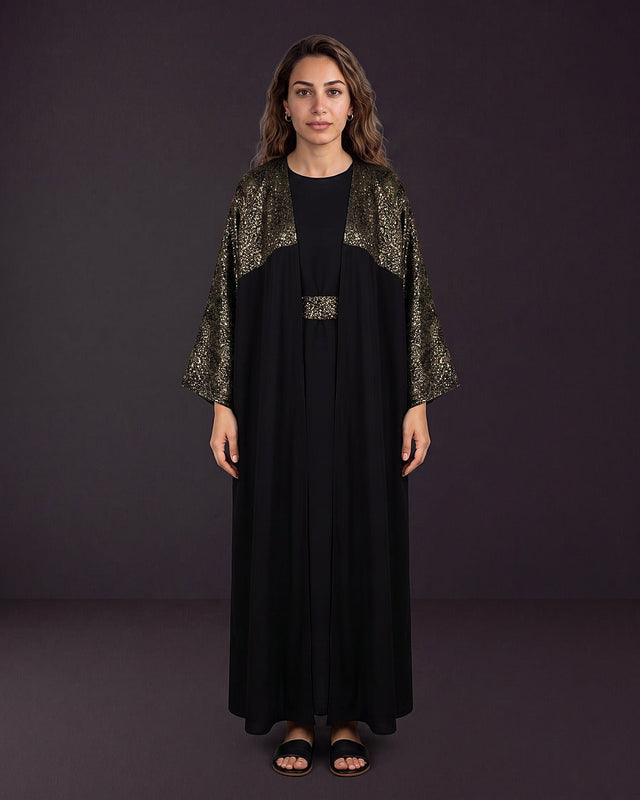 Dotted Brocade Abaya Set - Abaya - Mizyana