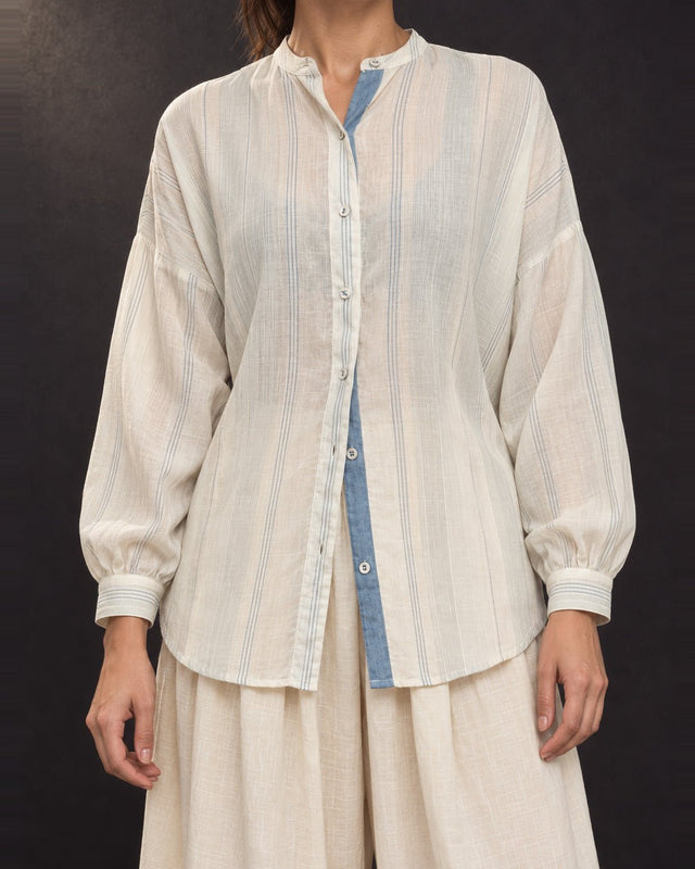 Drift Oversized Off-White Striped Cotton Shirt - Shirt - Mizyana