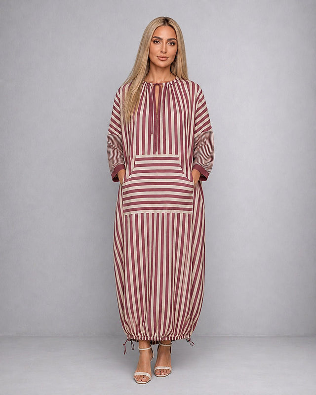 DS Striped Cotton Dress - Dress - Mizyana