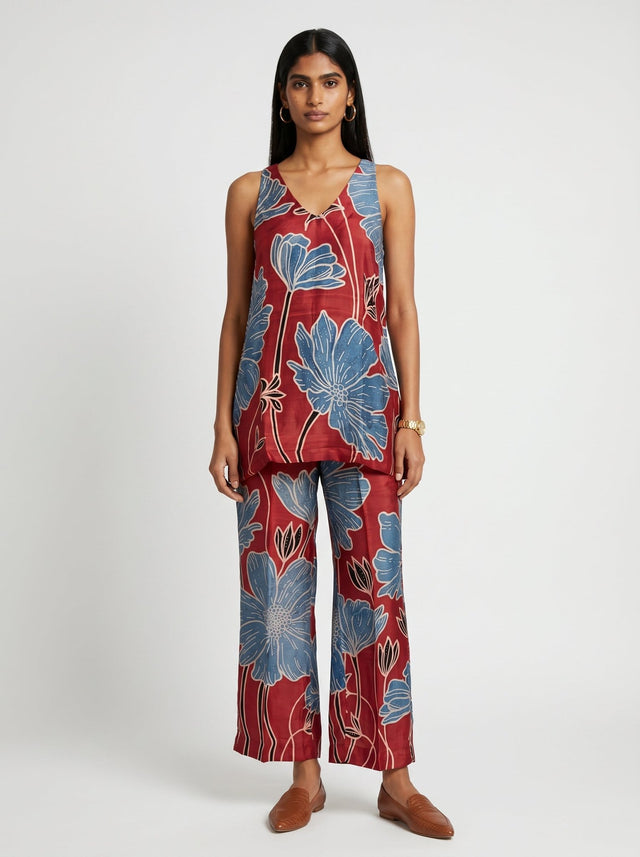 Dua Red Modal co-ord set - Co-ord Set - Mizyana