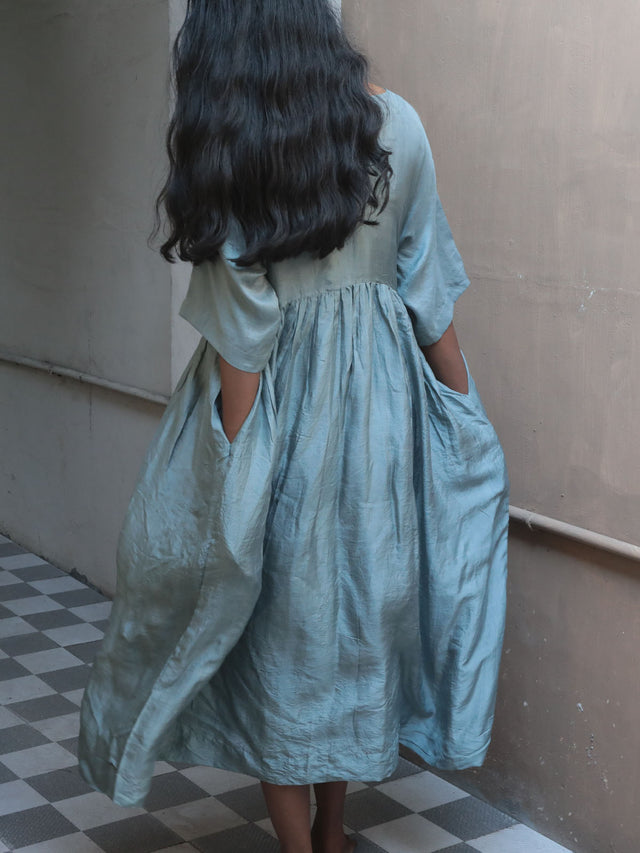 Dusty Blue Dress - Dress - Mizyana