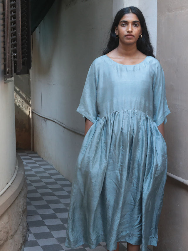 Dusty Blue Dress - Dress - Mizyana