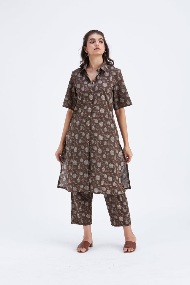 Easha Brown kurta set - Two-Piece Set - Mizyana