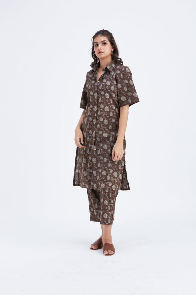 Easha Brown kurta set - Two-Piece Set - Mizyana