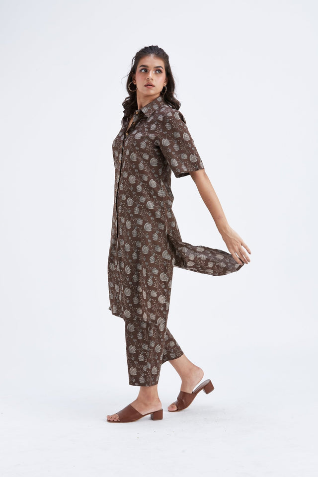 Easha Brown kurta set - Two-Piece Set - Mizyana