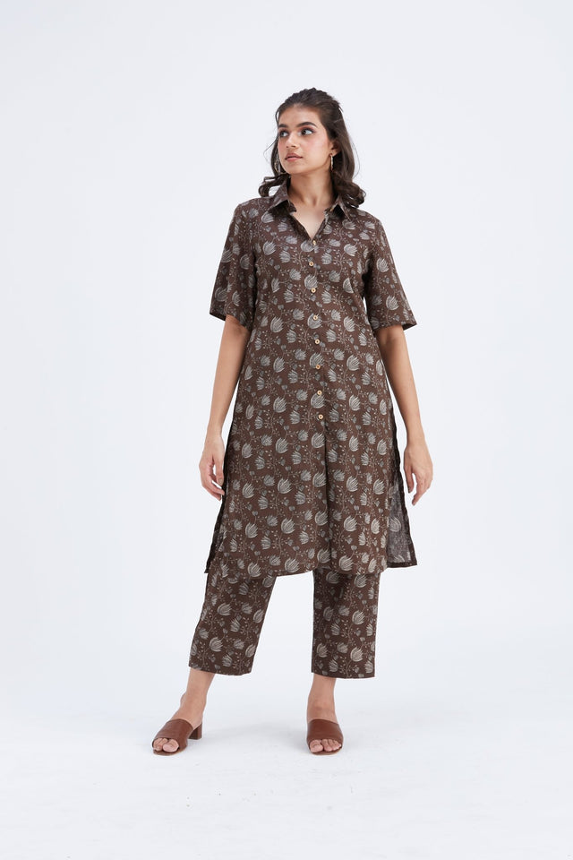 Easha Brown kurta set - Two-Piece Set - Mizyana