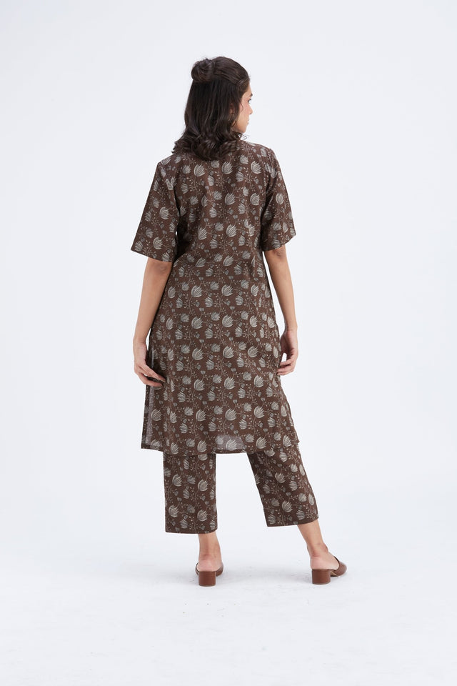 Easha Brown kurta set - Two-Piece Set - Mizyana