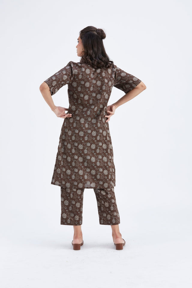Easha Brown kurta set - Two-Piece Set - Mizyana