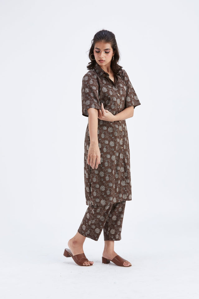Easha Brown kurta set - Two-Piece Set - Mizyana
