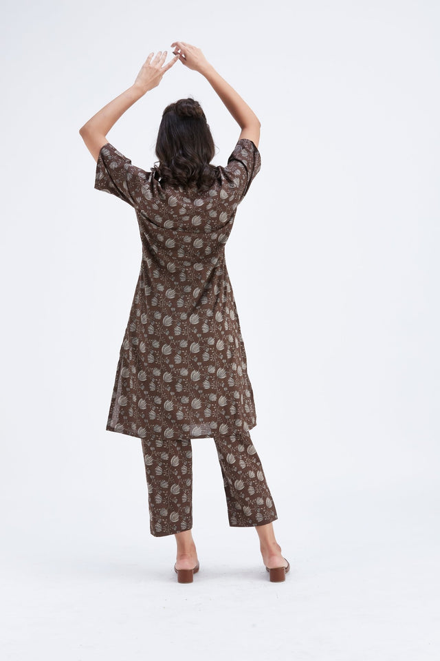 Easha Brown kurta set - Two-Piece Set - Mizyana