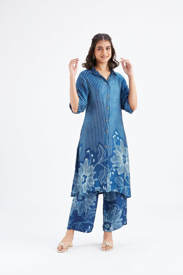 Easha Indigo kurta set - Two-Piece Set - Mizyana