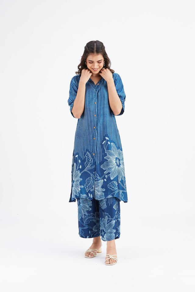 Easha Indigo kurta set - Two-Piece Set - Mizyana