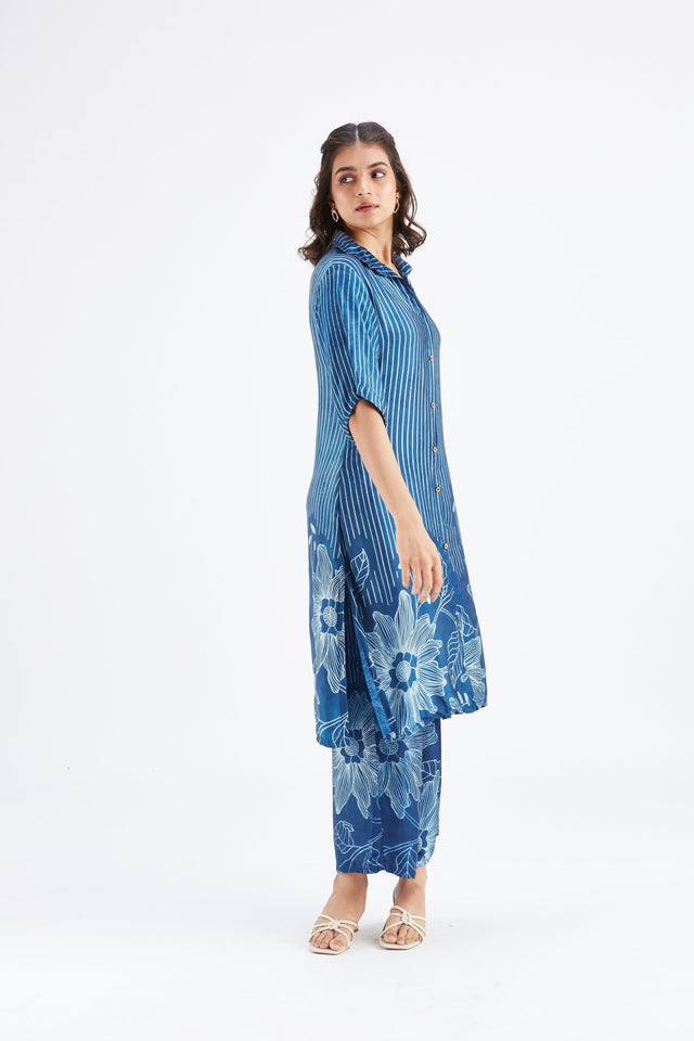 Easha Indigo kurta set - Two-Piece Set - Mizyana