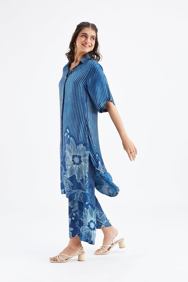 Easha Indigo kurta set - Two-Piece Set - Mizyana