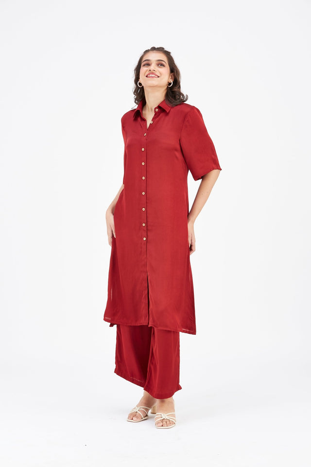 Easha Red kurta set - Two-Piece Set - Mizyana