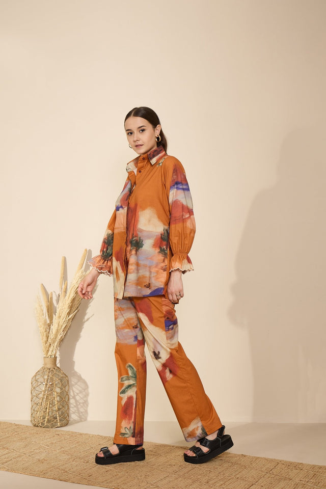 Eden Co-ord Set in Mystic Lagoon Print - Co-ord Set - Mizyana