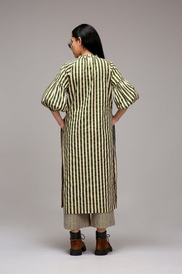 Egg-Shell Green Striped RE Pants - Trousers - Mizyana