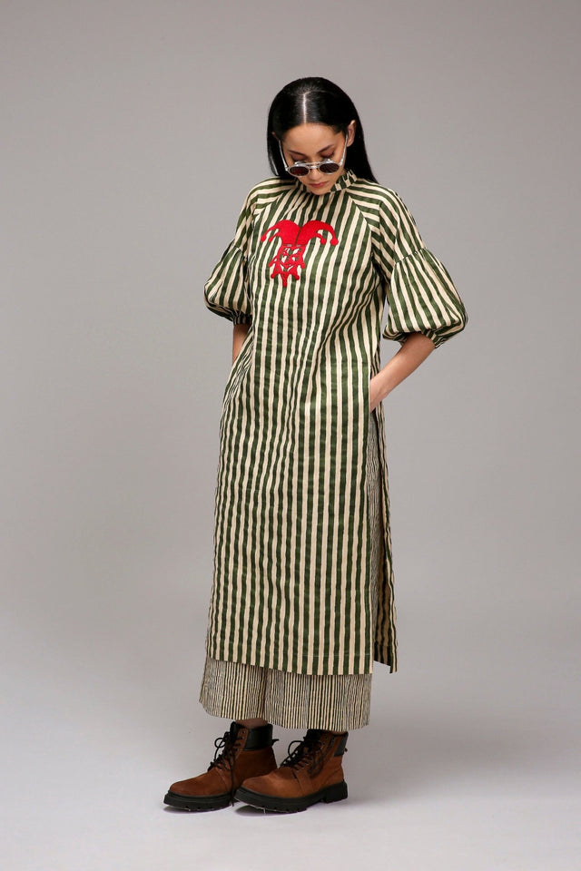 Egg-Shell Green Striped RE Pants - Trousers - Mizyana