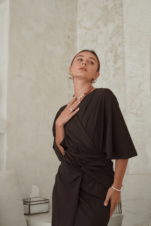 Ella swim set with Sofia 2.0 skirt - Dark Brown - Swim Set - Mizyana