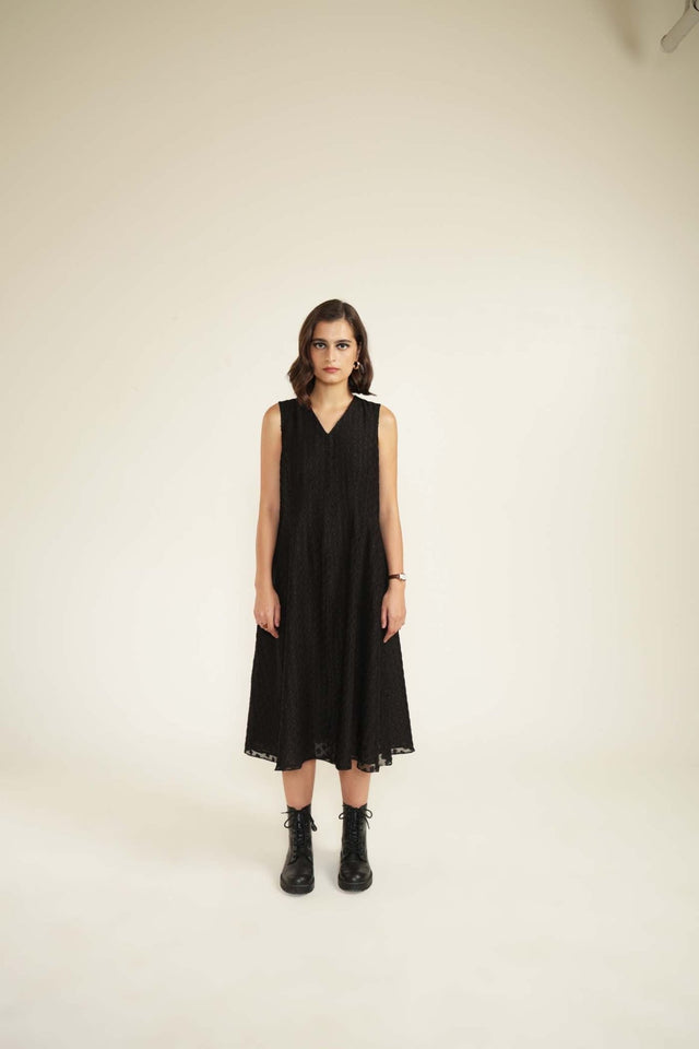 Embroided Organza Jacket with Plain Brocade Dress - Dress - Mizyana