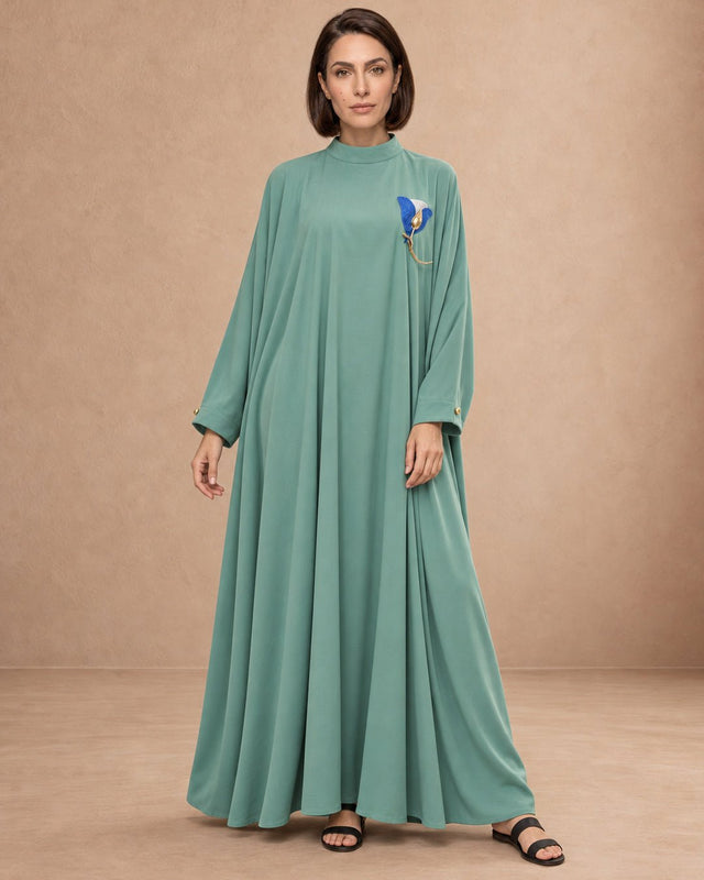 Embroidered Maxi Viscose Dress - Dress - Mizyana