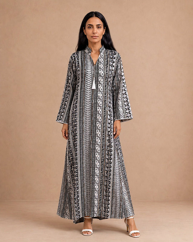 Embroidered Tassels Linen Jalabiya - Jalabiya - Mizyana