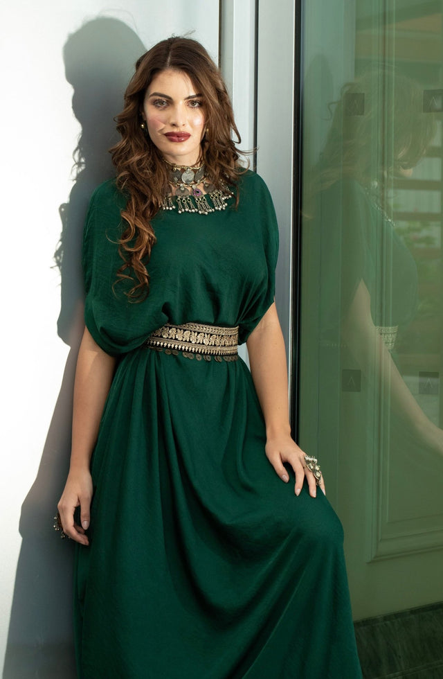 EMERALD DRAPE GOWN - Gown - Mizyana