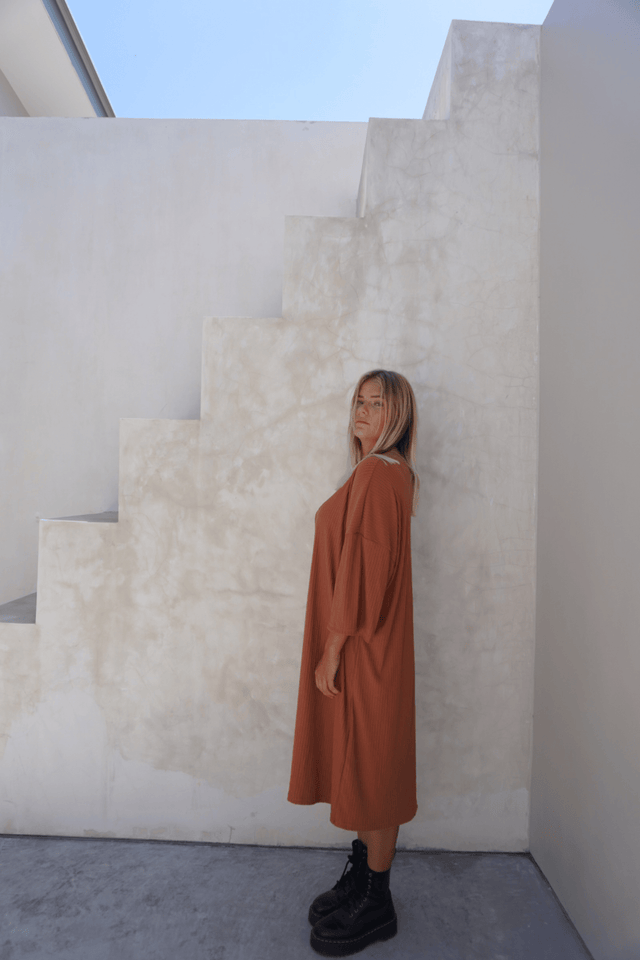Eva ribbed dress - Caramel - Dress - Mizyana