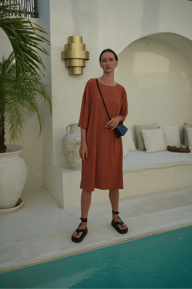 Eva ribbed dress - Caramel - Dress - Mizyana