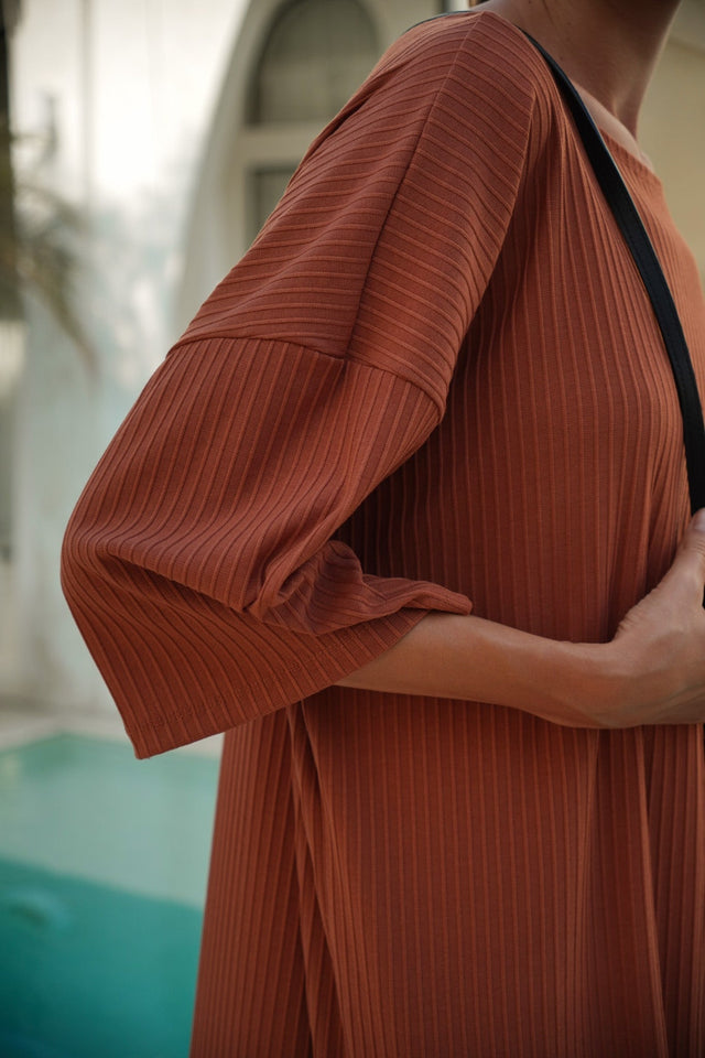 Eva ribbed dress - Caramel - Dress - Mizyana
