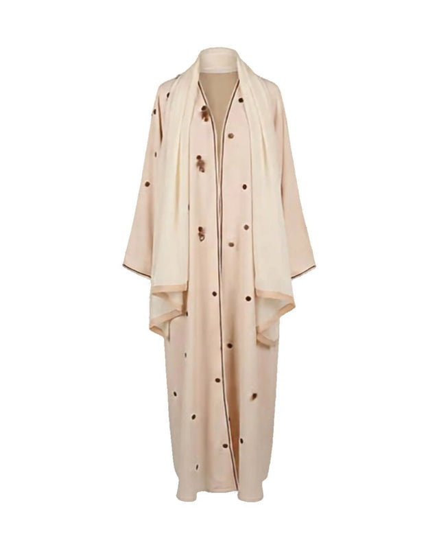 Feather Embellished Bisht Abaya - Abaya - Mizyana