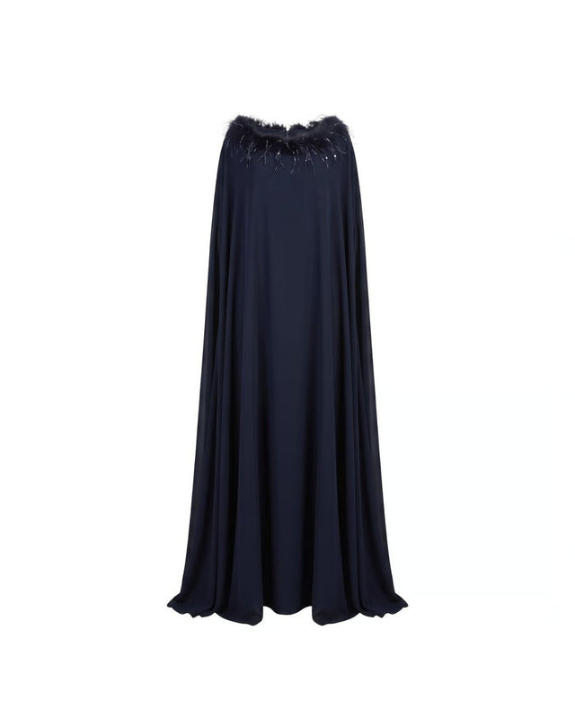 Feathered Neckline Flared Jalabiya - Jalabiya - Mizyana