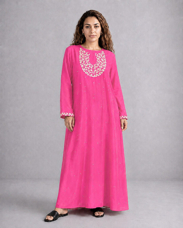 Festive Zari Embroidered Chanderi Jalabiya - Jalabiya - Mizyana