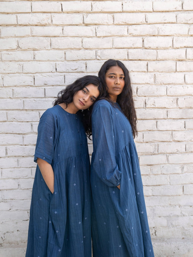 Fragments Jamdani Drop-shoulder Dress - Dress - Mizyana