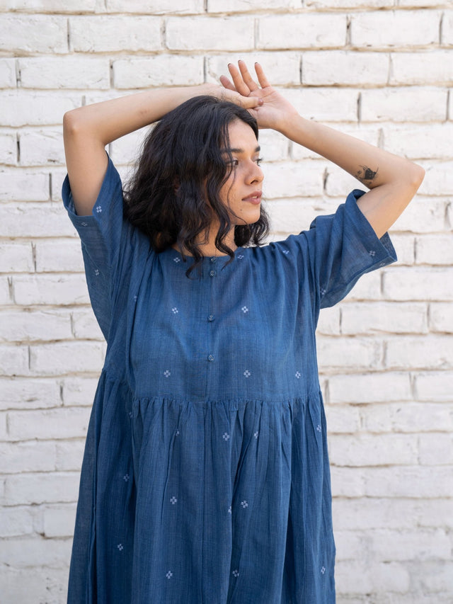 Fragments Jamdani Drop-shoulder Dress - Dress - Mizyana