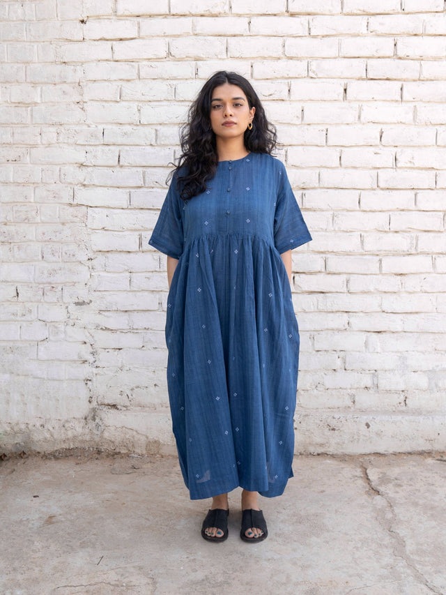 Fragments Jamdani Drop-shoulder Dress - Dress - Mizyana