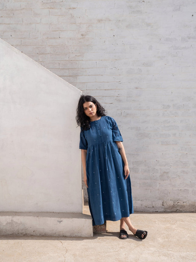 Fragments Jamdani Drop-shoulder Dress - Dress - Mizyana