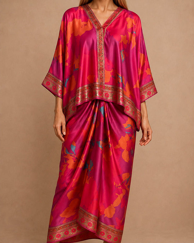 Fuchsia Printed Co-ord Set - Two-Piece Set - Mizyana