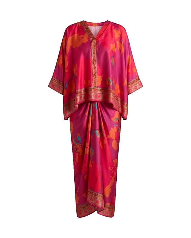 Fuchsia Printed Co-ord Set - Two-Piece Set - Mizyana