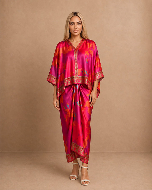 Fuchsia Printed Co-ord Set - Two-Piece Set - Mizyana