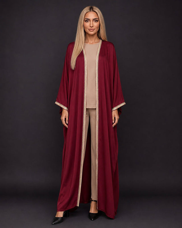 Garnet Moroccan Accent Abaya - Abaya - Mizyana