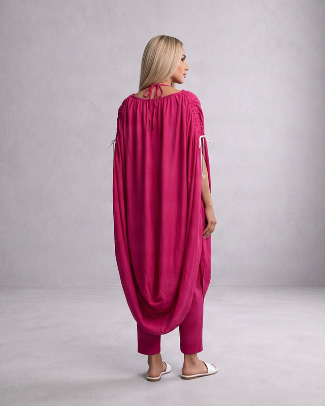 Gathered Cowl Cotton Tunic 3-Piece Set - Three-Piece Set - Mizyana